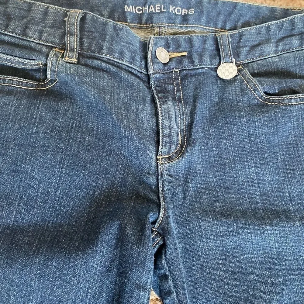 Michael Kors Skinny Mid Rise Medium Wash Jeans 4